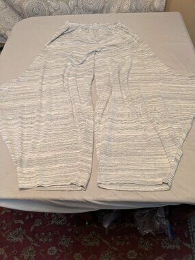 Bryn Walker Cream Gray Stripe Harem Pants Medium Lagenlook Draped Lantern Leg